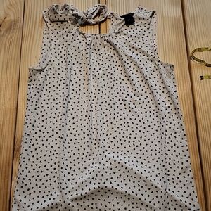 Ann Taylor Factory Sleeveless Blouse Size Small Casual Red Green Black White Tie